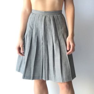 Vintage Black & White Checkered Pleated Skirt